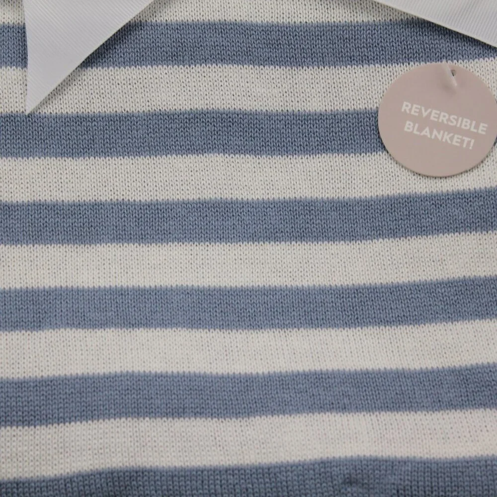 Bonbini NY Baby Blanket Blue White Striped Cotton Bamboo Infant Boys NWT RARE